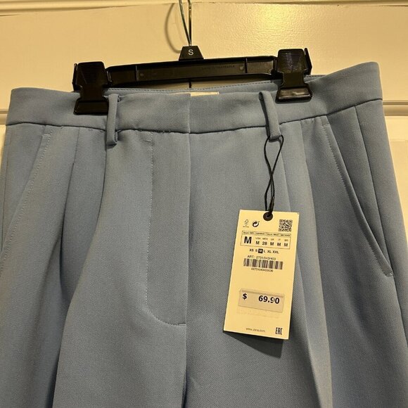 Zara Pastel Blue Wide Leg Trousers Women’s Size Medium - Picture 2 of 11